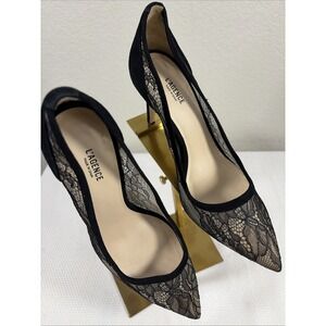 L'AGENCE $400 Black Simone Lace Suede Trim Spike Heel Pumps US 8 EU 38